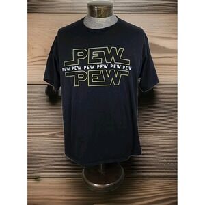Pew Pew Pew Star Wars Parody T‎ Shirt Mens XL Black Graphic Print Short Sleeve